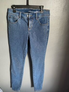 INC International Concepts Denim Skinny Jeans with Rhinestone Dots